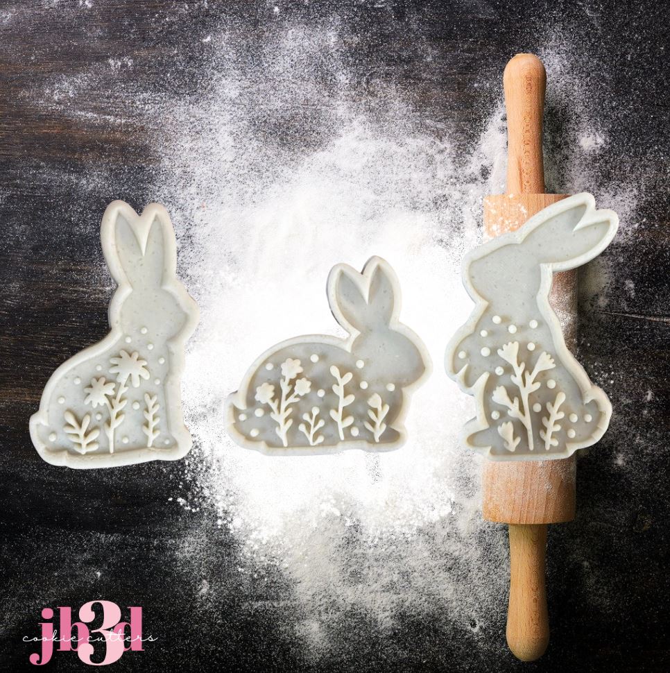 Floral Rabbit Cutters & Debosser & Stamps