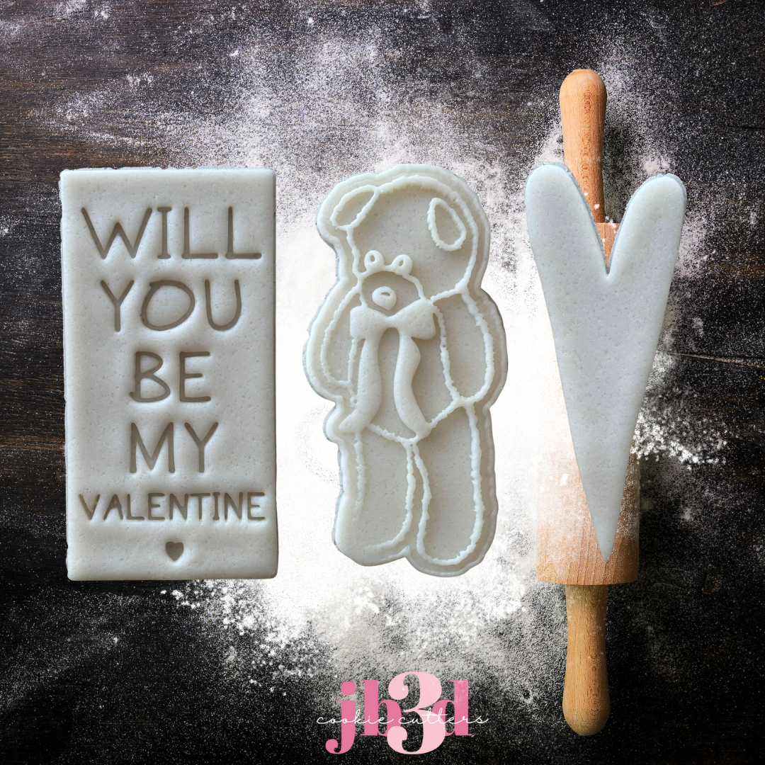 Will you be my Valentine?  Set of 3- Cutters & Stamps