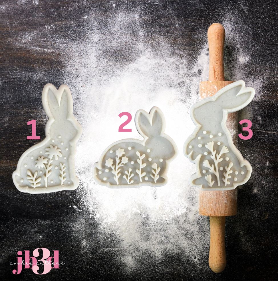 Floral Rabbit Cutters & Debosser & Stamps