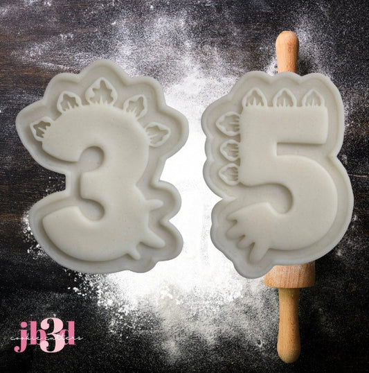 Dinosaur numbers 3 and 5 - Cutters & Debosser Stamps