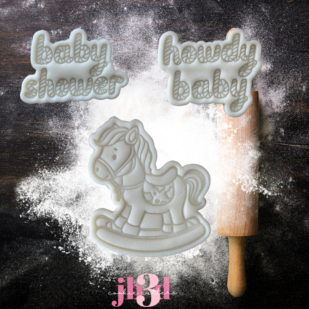 Baby Shower/Howdy Baby/ Rocking Horse - Cutter & Embosser Stamps
