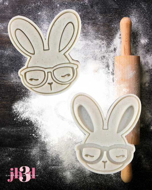 Rabbits in Glasses - Cutter & Embosser Stamp