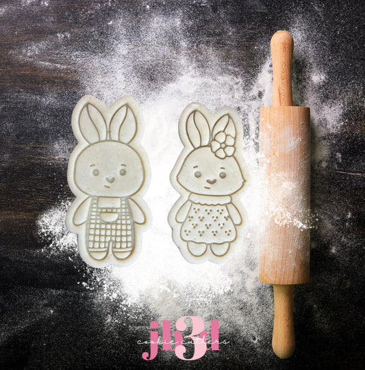 Boy/Girl Bunnies - Cutters & Embosser Stamps
