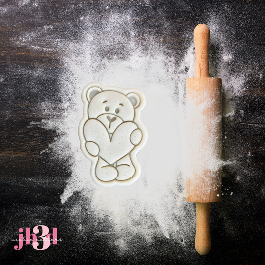 Bear holding Heart - Cutter & Embosser Stamp