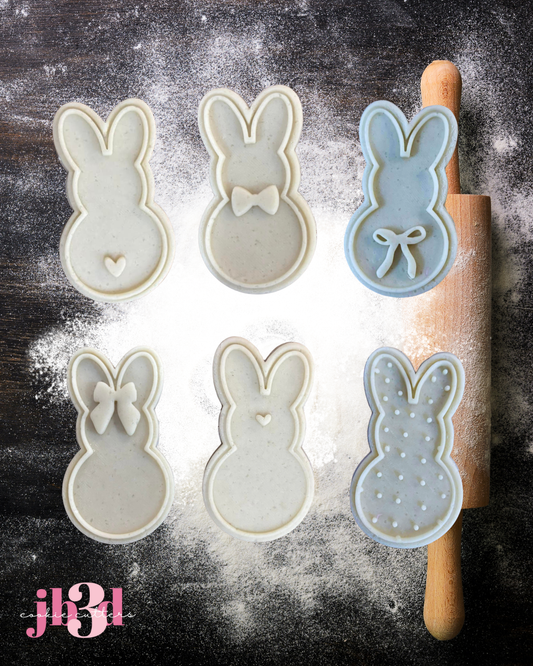 Easter Rabbit Set x 6 Cutters & Embosser Stamps