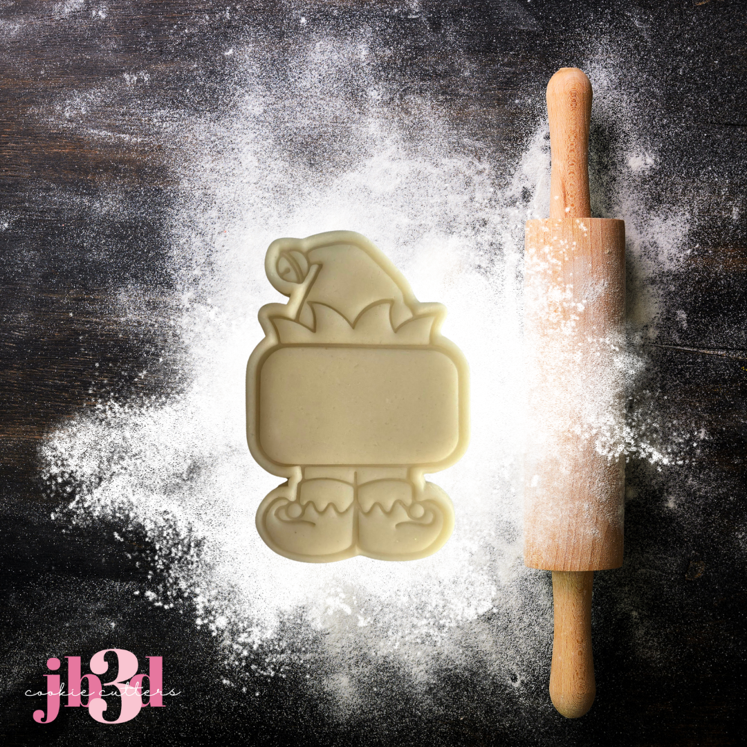 Christmas Santa and Elf (add a name/word)  Cutter & Embosser Stamp