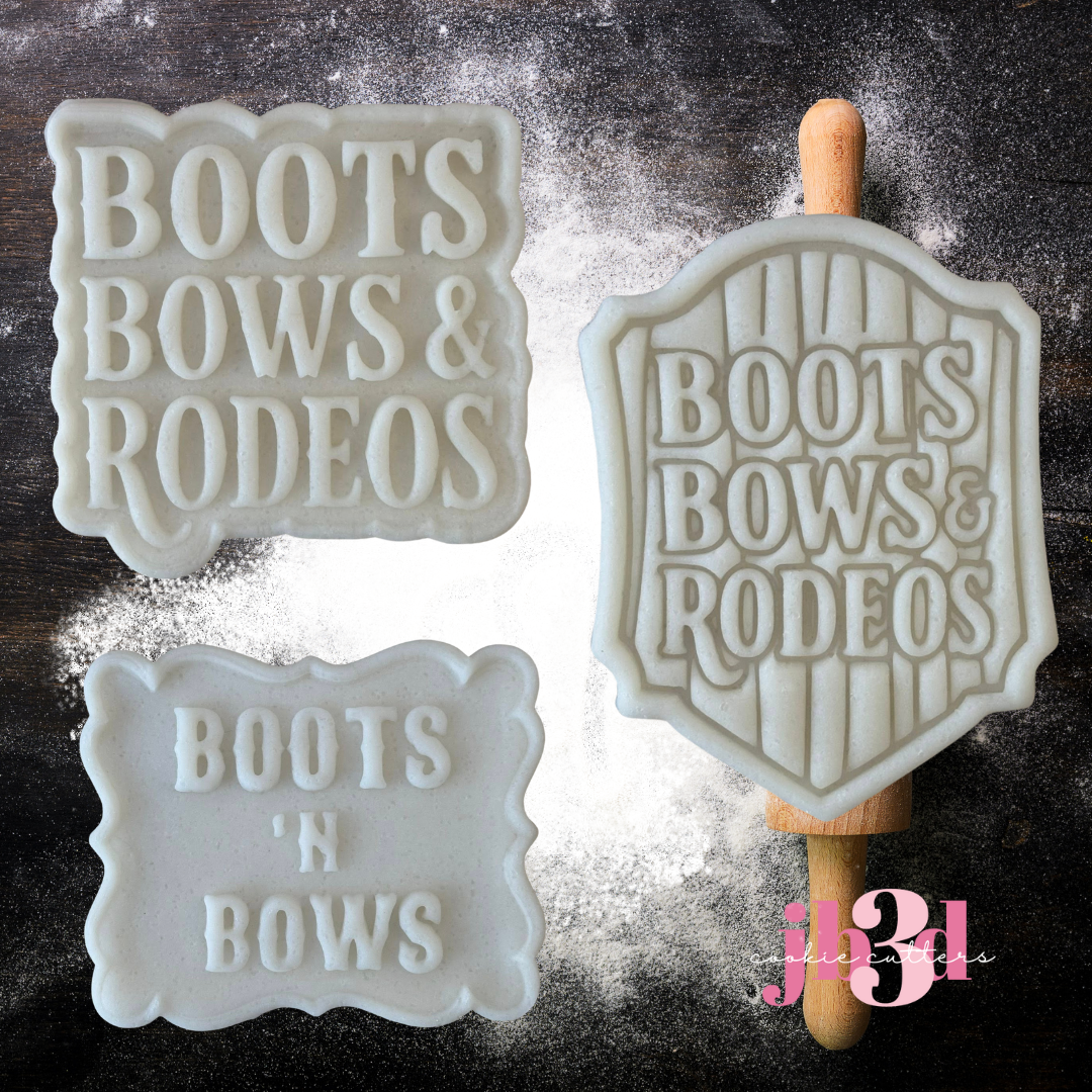 Boots Bows & Rodeos = 3 designs Cutters & Embosser Stamps