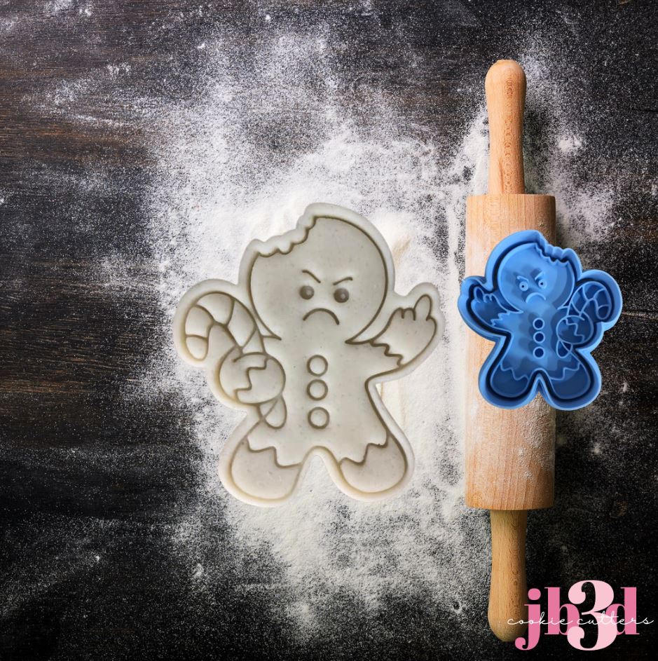 Naughty Gingerbread man - Cutter & Embosser – jb3dcookiecutters