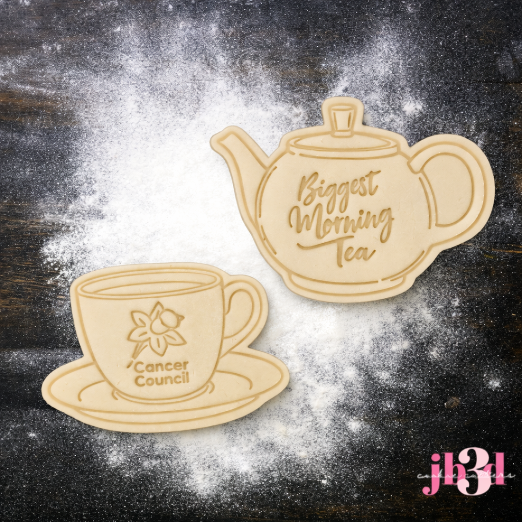Biggest Morning Tea /Cancer Cancel Cup & Tea Pot Cutters & Embosser stamps
