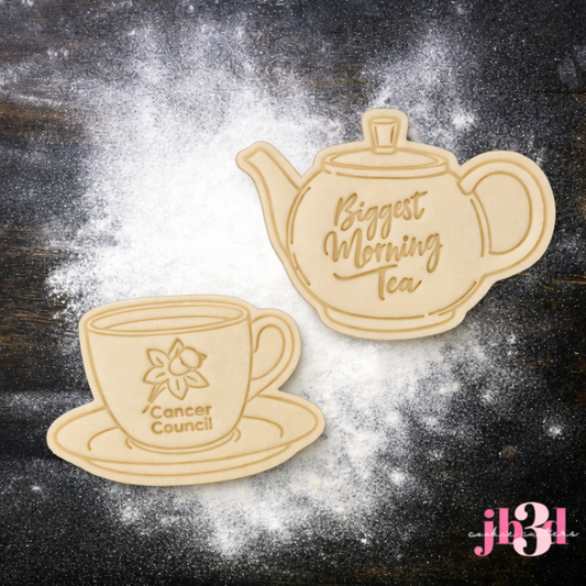Biggest Morning Tea /Cancer Cancel Cup & Tea Pot Cutters & Embosser stamps
