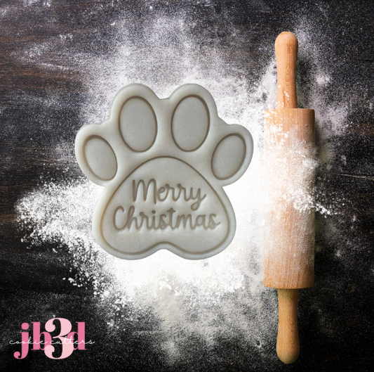 Paw Print - Merry Christmas - Cutter & Embosser Stamp