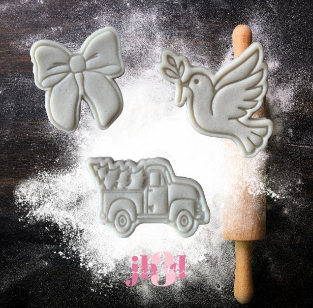 Christmas Minis - Dove/Truck/Bow Cutters & Embosser Stamps