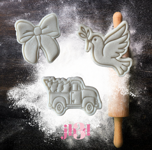 Christmas Minis - Dove/Truck/Bow Cutters & Embosser Stamps