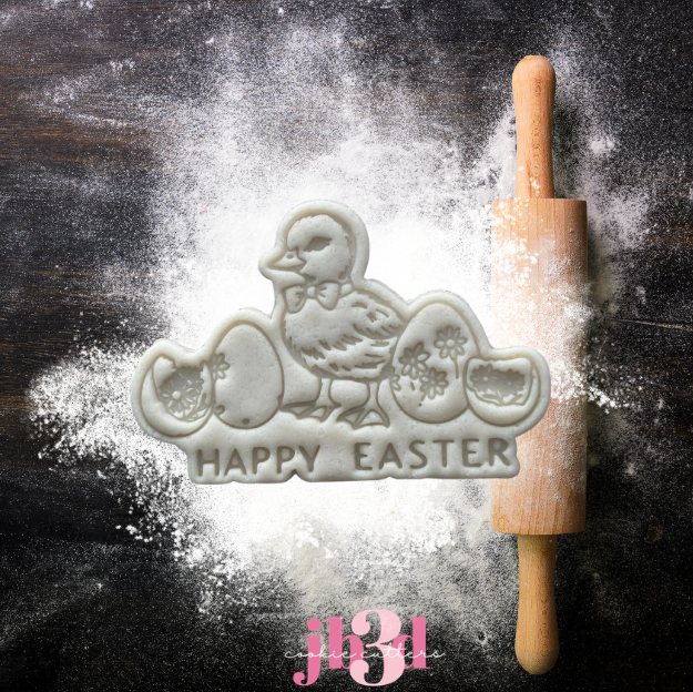 Happy Easter Duckling and eggs - Cutter & Embosser Stamp