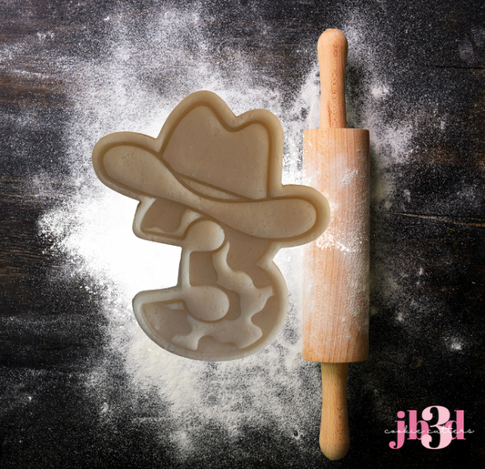 Number 3 Cowboy Hat Cutter & Embosser Stamp