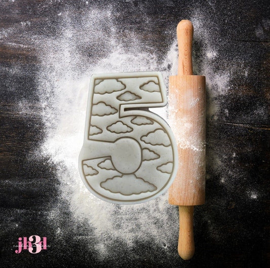Toy Story Themed Number 5 Clouds - Cutter & Embosser Stamp