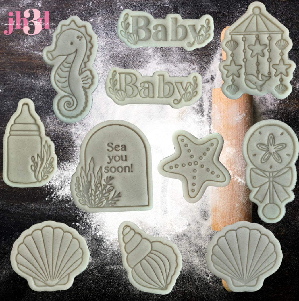 Sea you soon - Baby Shower Set of cutters & Embosser Stamps