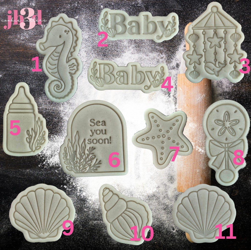 Sea you soon - Baby Shower Set of cutters & Embosser Stamps