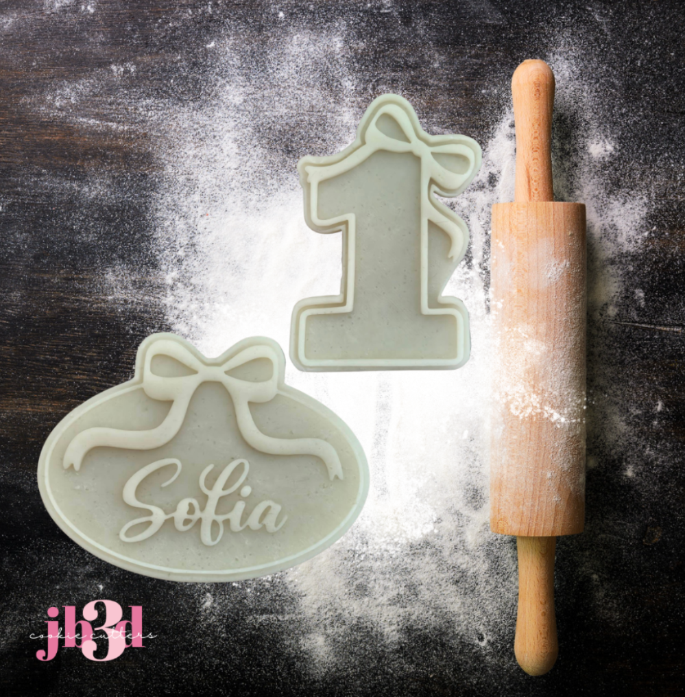 Custom Bow Name and Number One - Cutters & Debosser Stamps