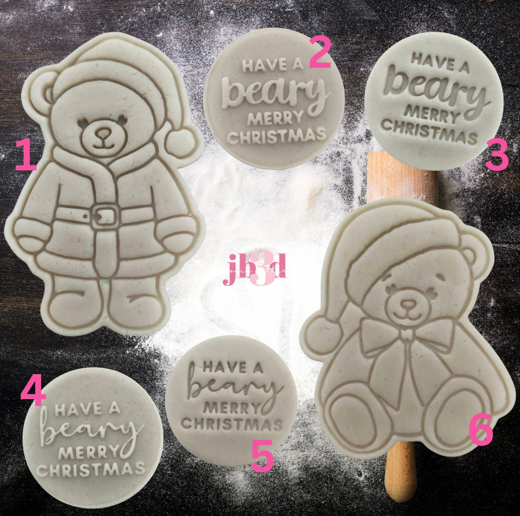 BEARY Merry Christmas - Cutters & Embosser Stamps