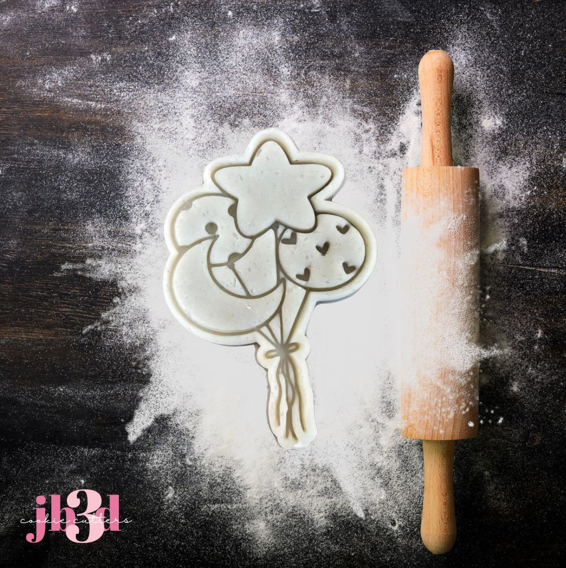 Ballons Hearts/Star - Cutter & Embosser Stamp