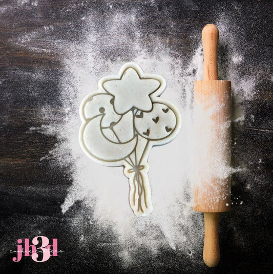 Ballons Hearts/Star - Cutter & Embosser Stamp