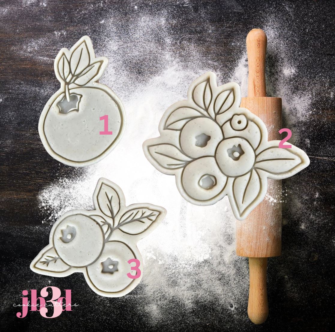 Blueberries Set 2 - Cutters & Embosser Stamps