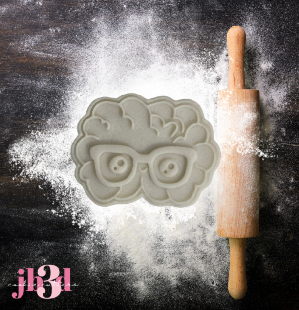 Brain with Glasses - Cutter & Debosser Stamp