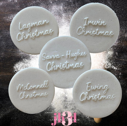 5 x Custom Surname Christmas 70mm Debosser Stamps