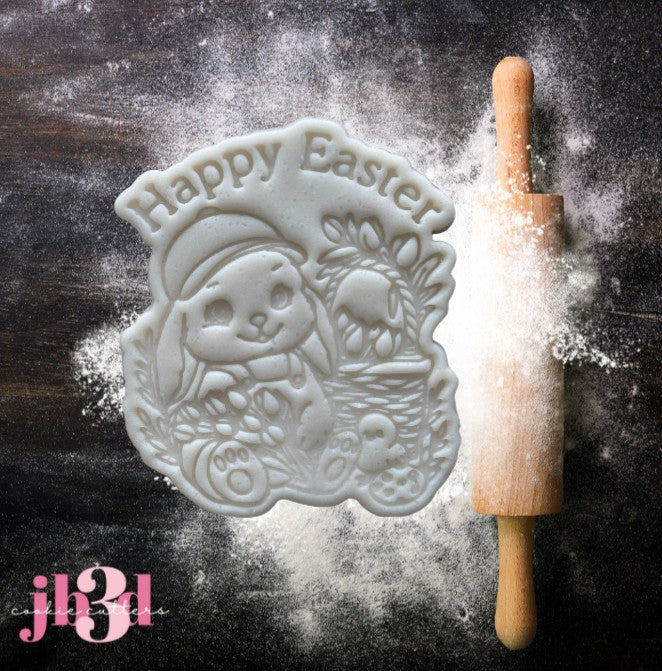 Happy Easter Bunny/Chick/Basket - Cutter & Embosser Stamp