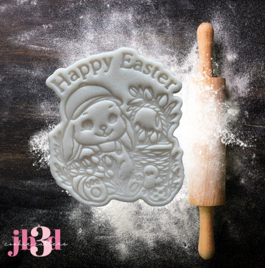 Happy Easter Bunny/Chick/Basket - Cutter & Embosser Stamp