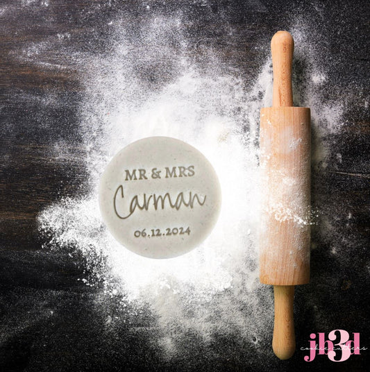 Custom Mr Mrs 70mm round Stamp