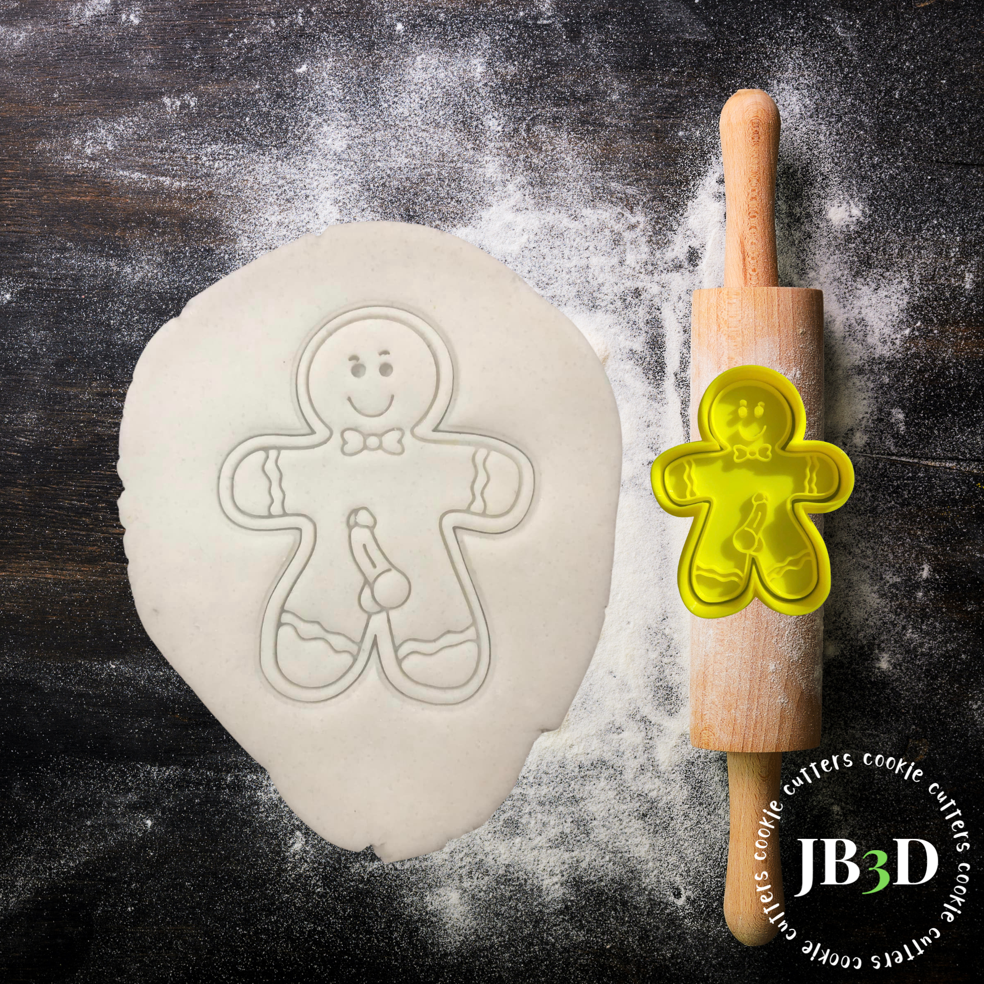 Nudie Gingerbread man - Cutter & Embnosser – jb3dcookiecutters