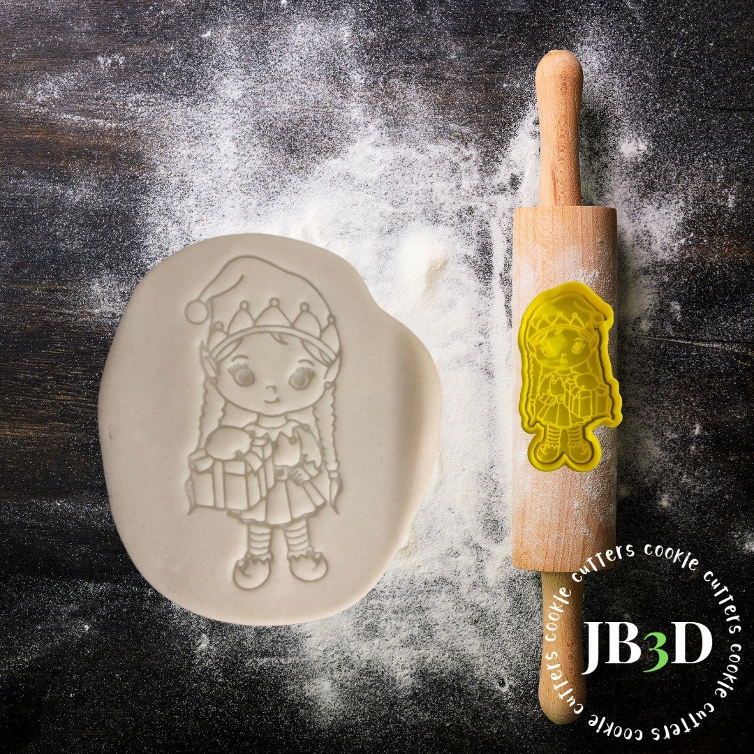 Elf Girl with present Elf Boy with Candy Cane